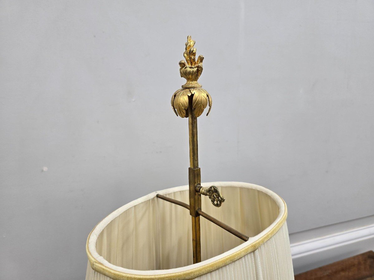 Lampe En Bronze Ciselé Doré Orné De Fleurs Saxe-photo-3