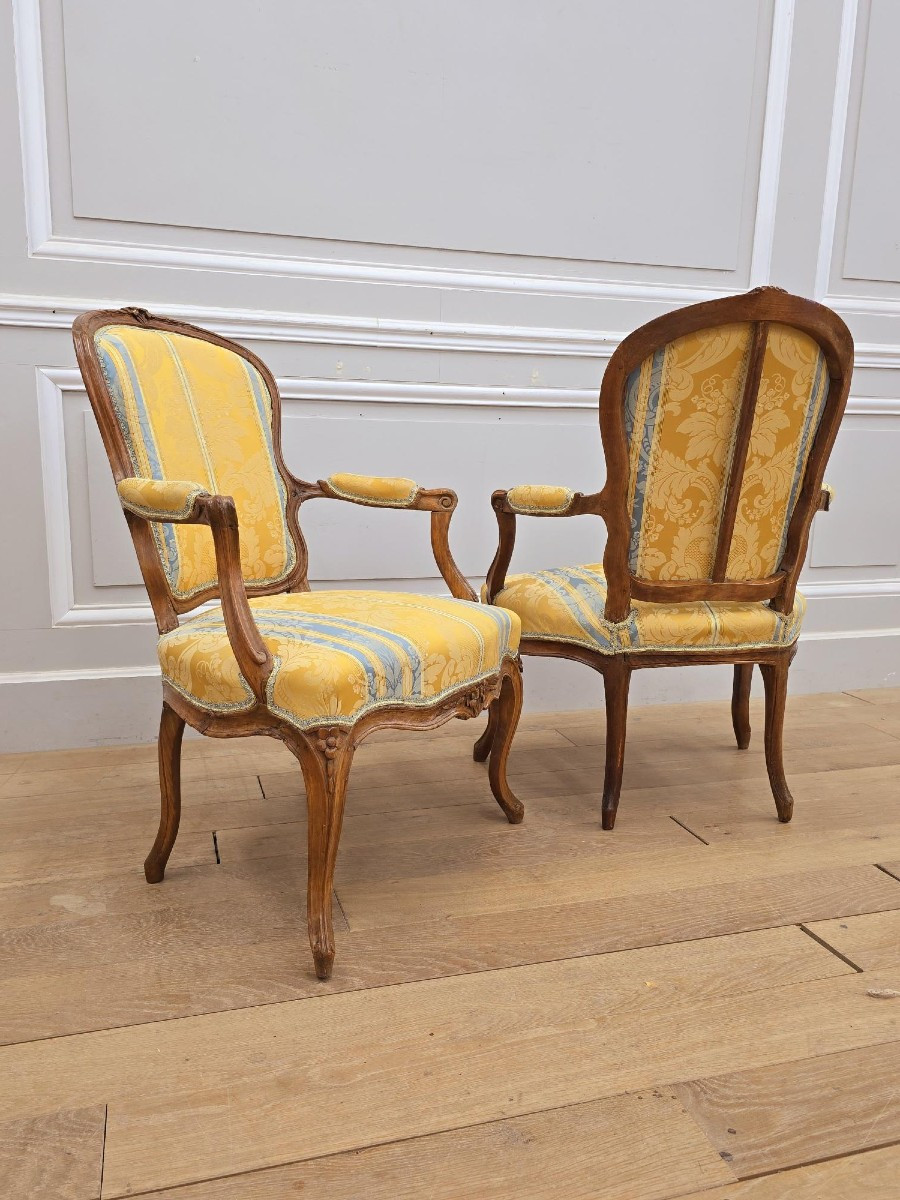 Paire De Fauteuils Cabriolet d'époque Louis XV-photo-3