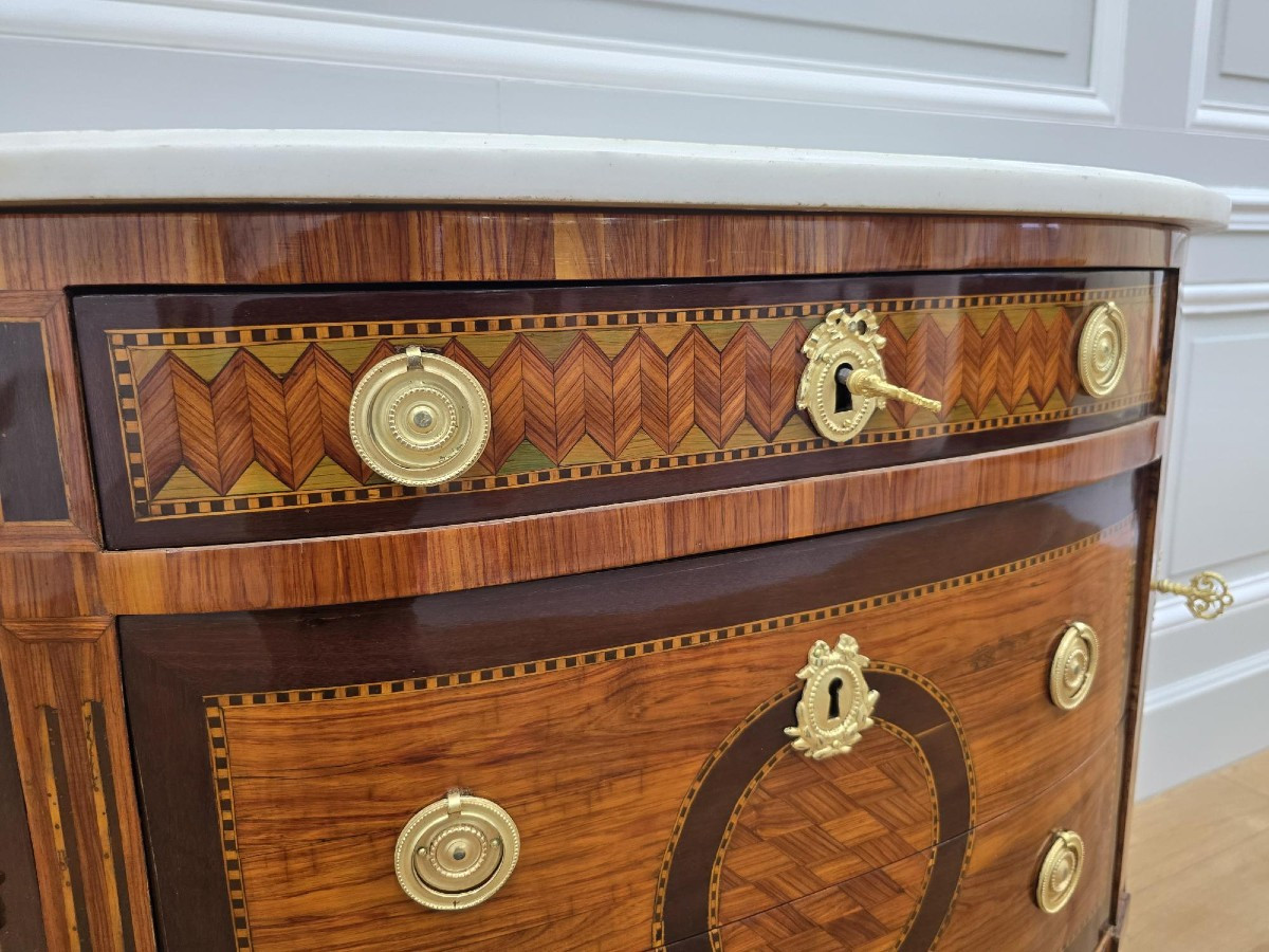 Commode Demi-lune d'époque Louis XVI-photo-1