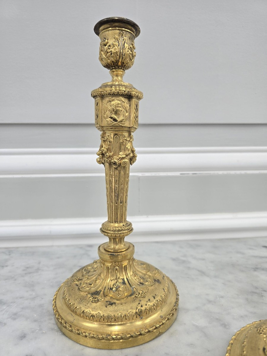Pair Of Louis XVI Style Candlesticks-photo-2