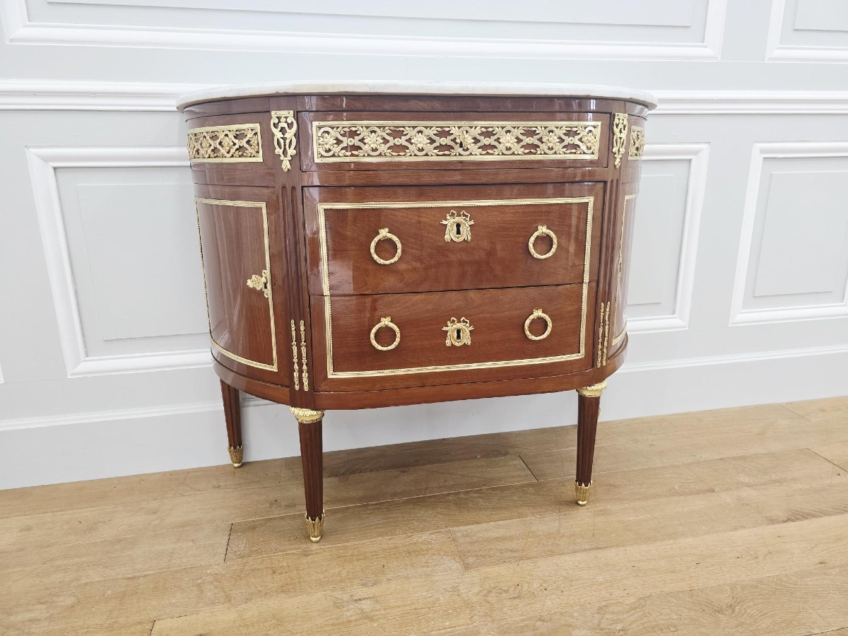 Louis XVI Period Half-moon Chest Of Drawers-photo-2