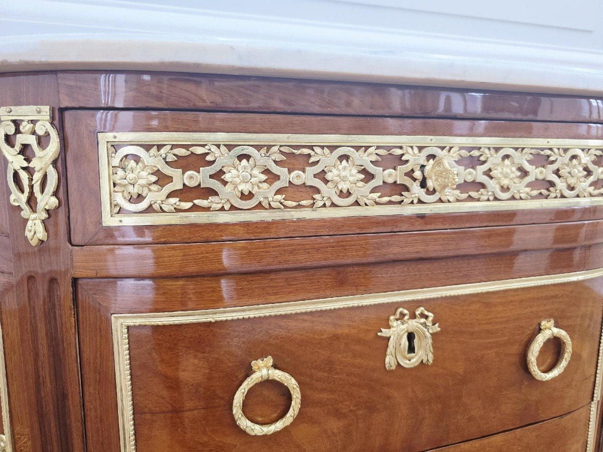 Louis XVI Period Half-moon Chest Of Drawers-photo-4