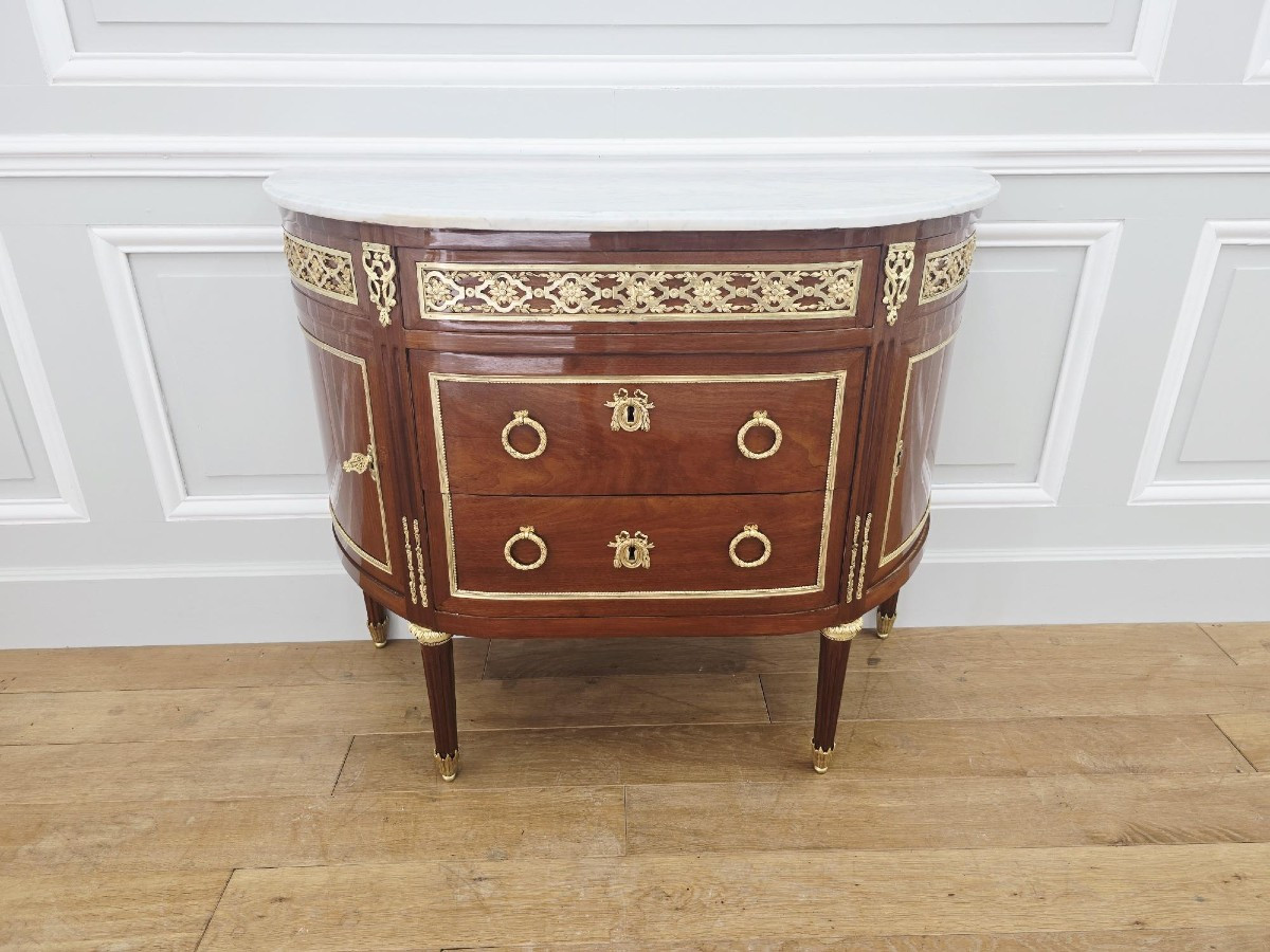Louis XVI Period Half-moon Chest Of Drawers-photo-1