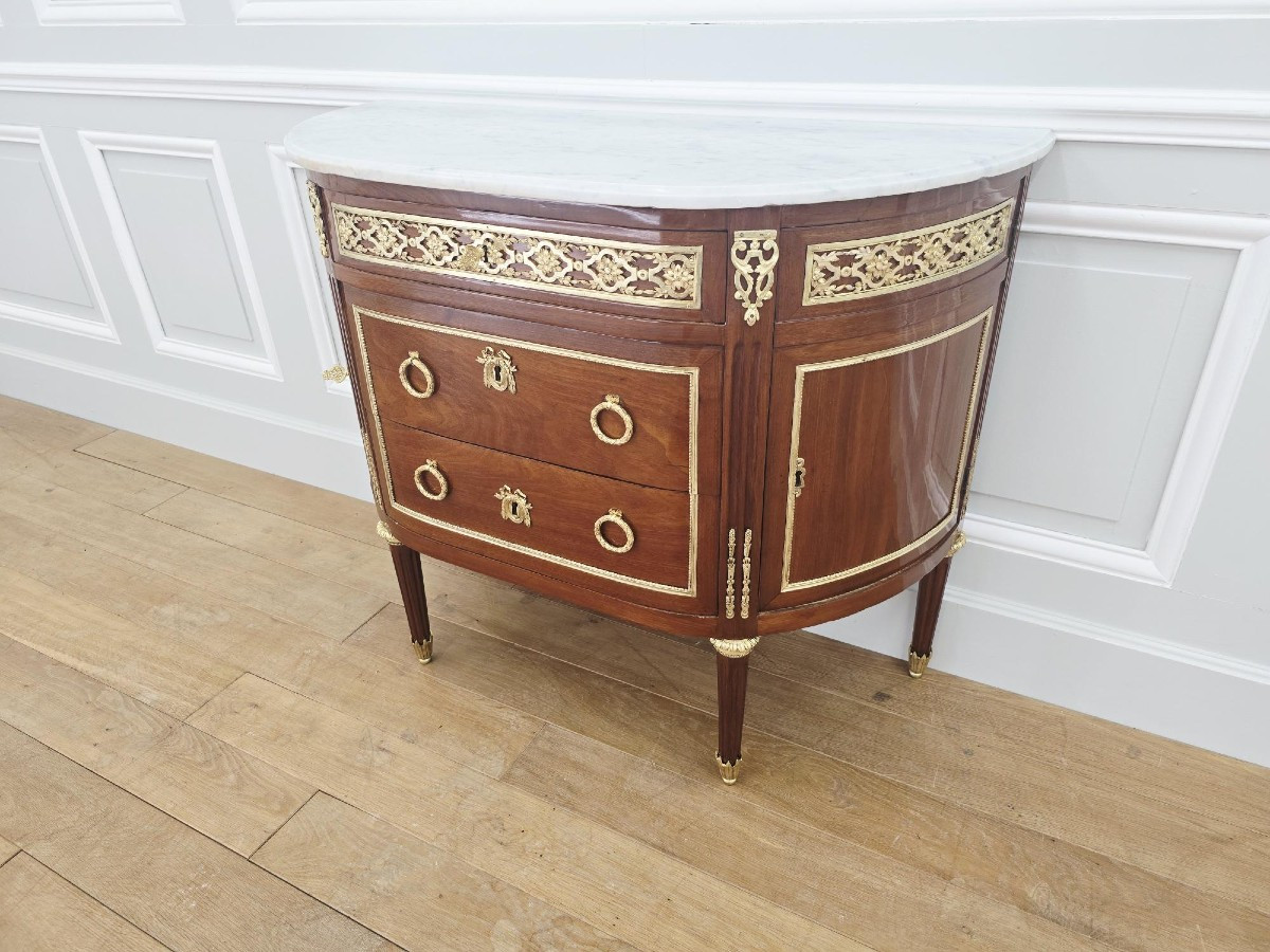 Louis XVI Period Half-moon Chest Of Drawers-photo-2