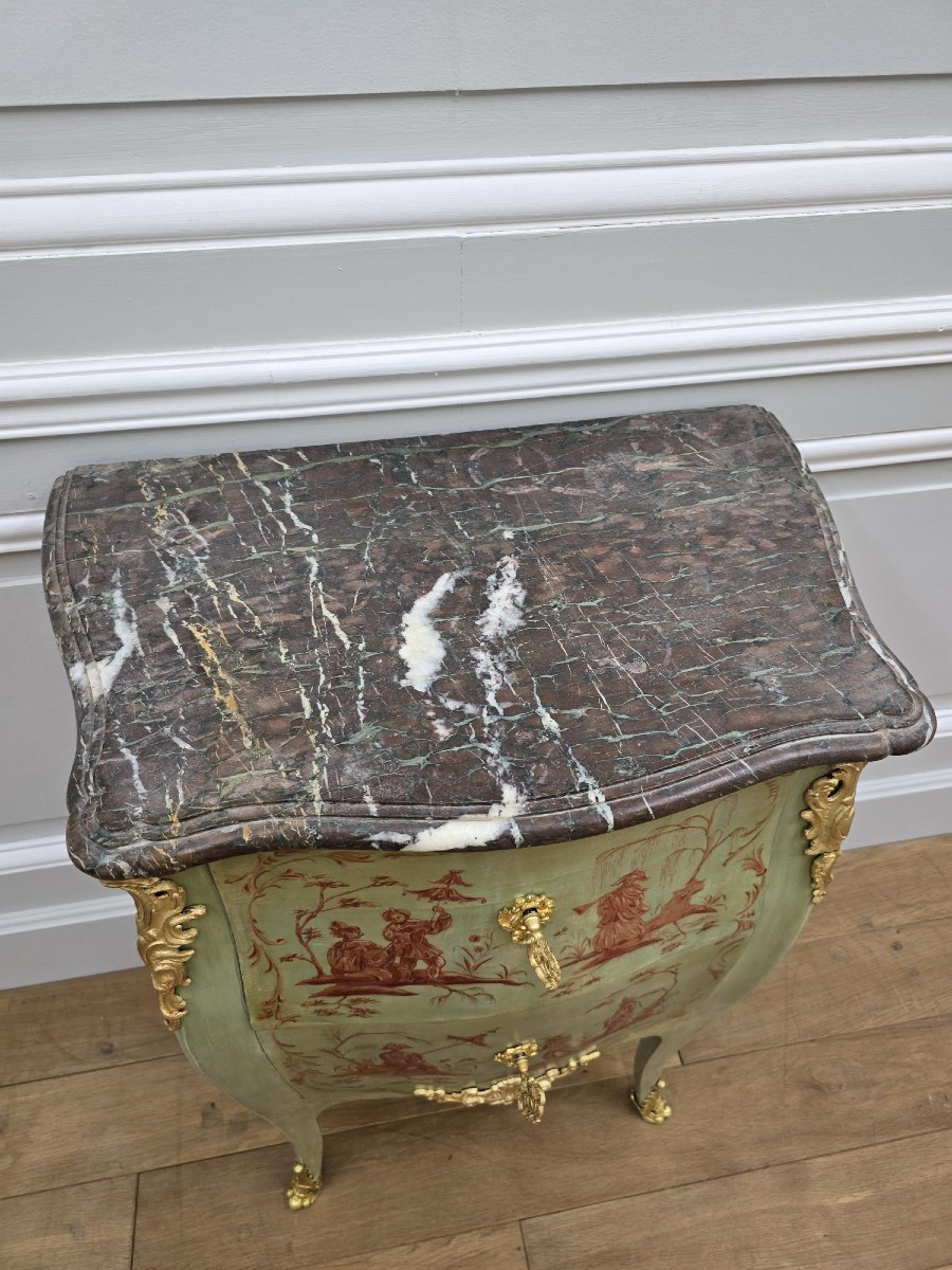 Petite commode peinte d'époque Louis XV estampillée Criaerd-photo-4