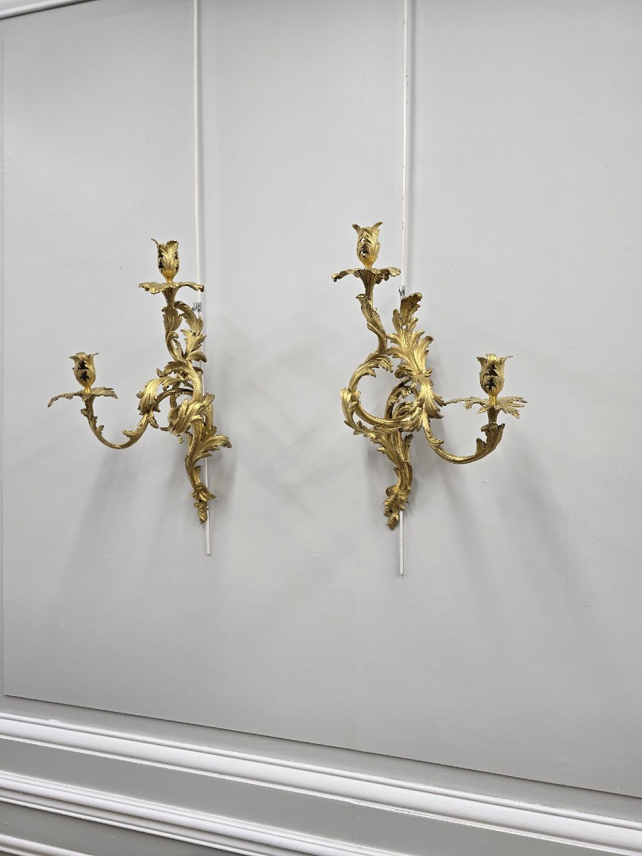 Paire d'appliques d'époque Louis XV-photo-2