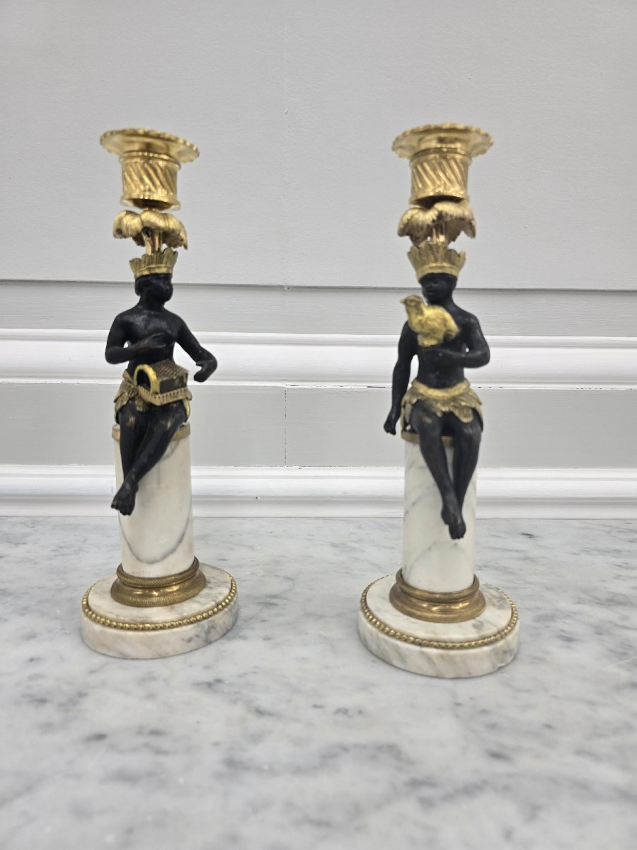 Pair Of Directoire Period Candlesticks-photo-3