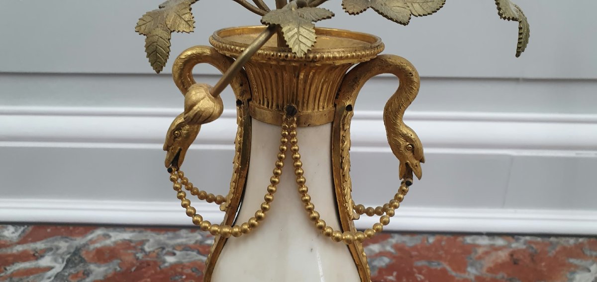 Pair Of Candelabra With Vases Of Flowers - Louis XVI Period-photo-3