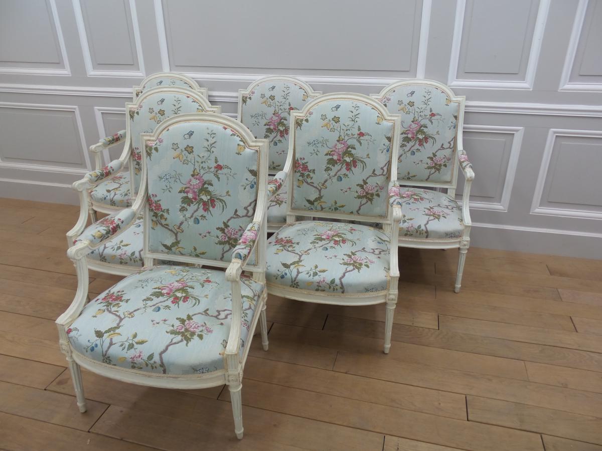 Louis XVI Armchairs Stamped Henry Jacob-photo-2