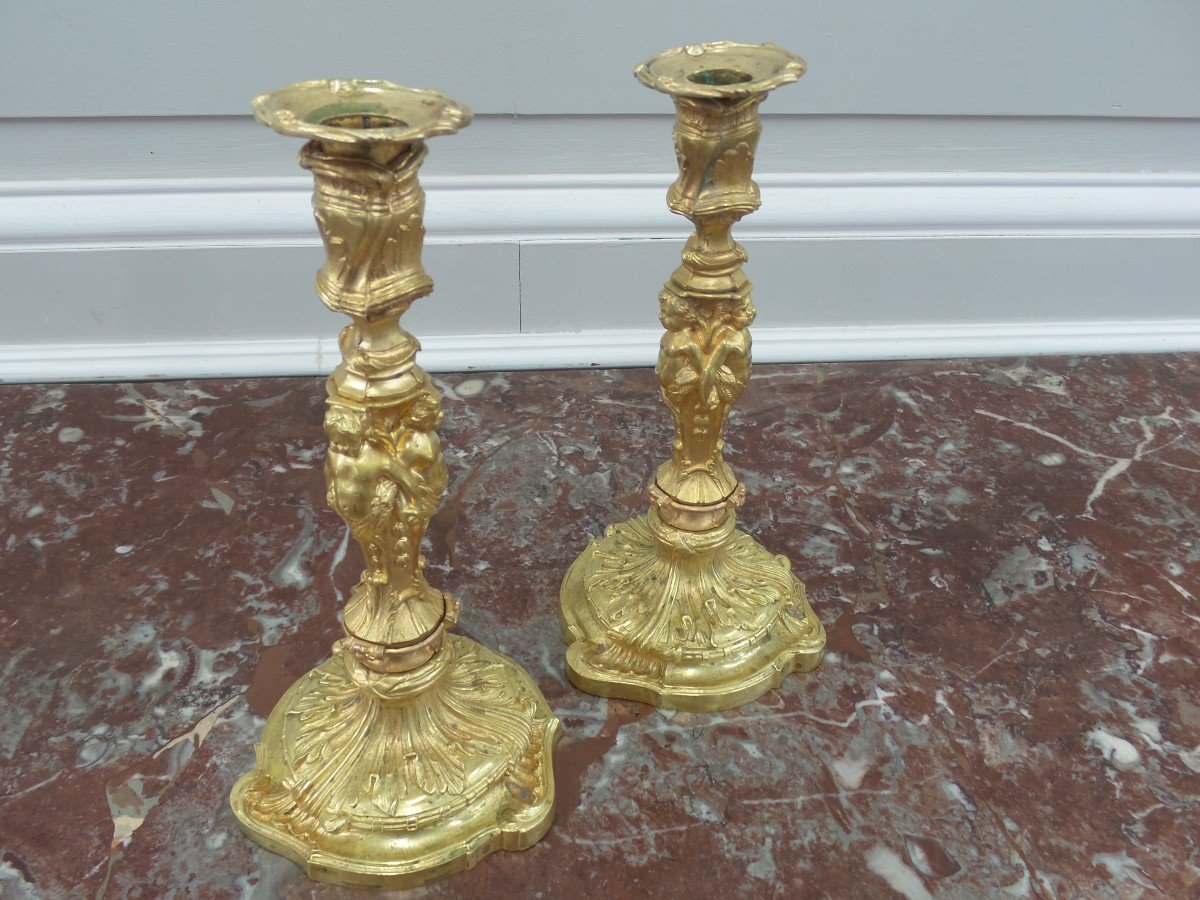  Paire de bougeoirs Louis XV-photo-1
