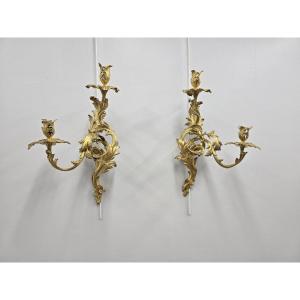 Paire d'appliques d'époque Louis XV