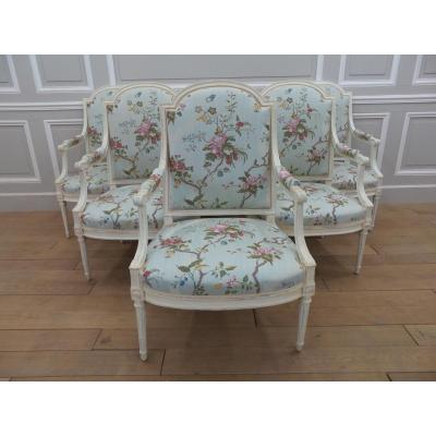 Louis XVI Armchairs Stamped Henry Jacob