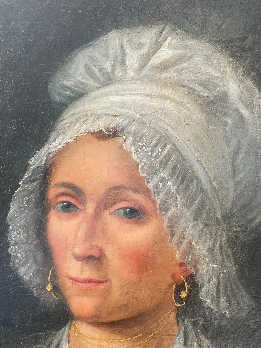 Portrait Femme  à  La  Rose XVIII Eme -photo-2