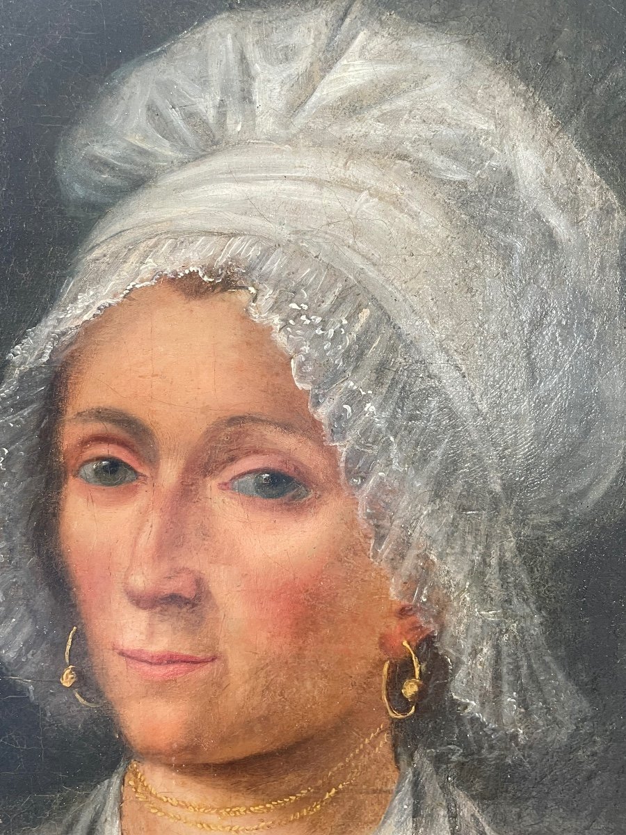 Portrait Femme  à  La  Rose XVIII Eme -photo-1