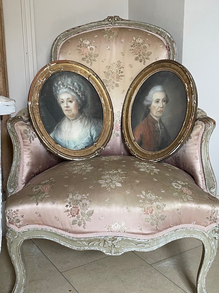 Paire De Pastels-couple Homme Et Femme D’époque XVIII Eme 