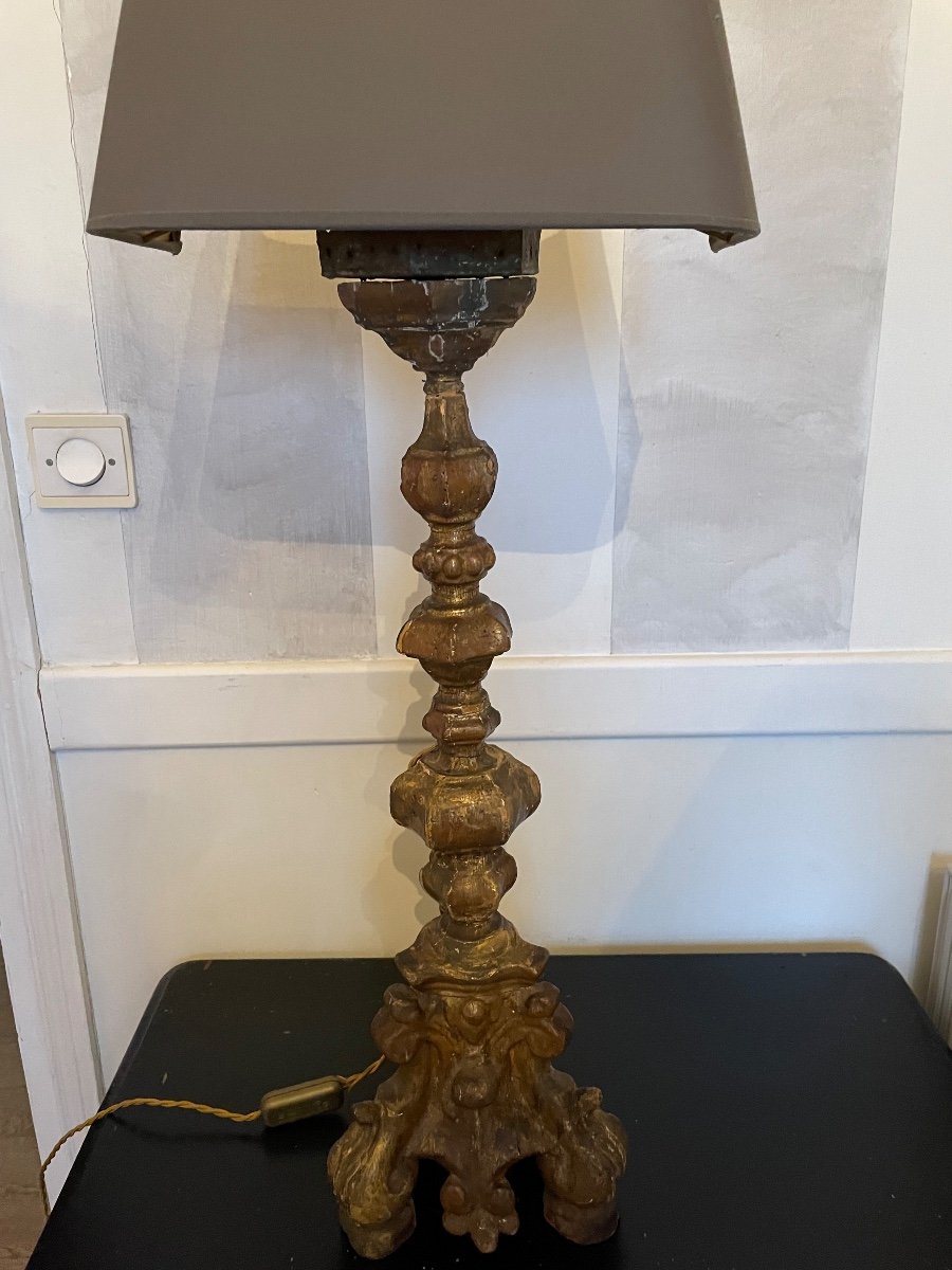 Pair Of Italian Candlesticks Mounted As A Lamp-photo-3