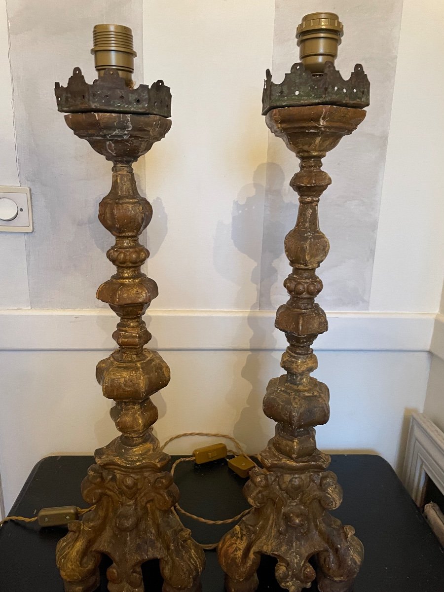 Pair Of Italian Candlesticks Mounted As A Lamp-photo-4