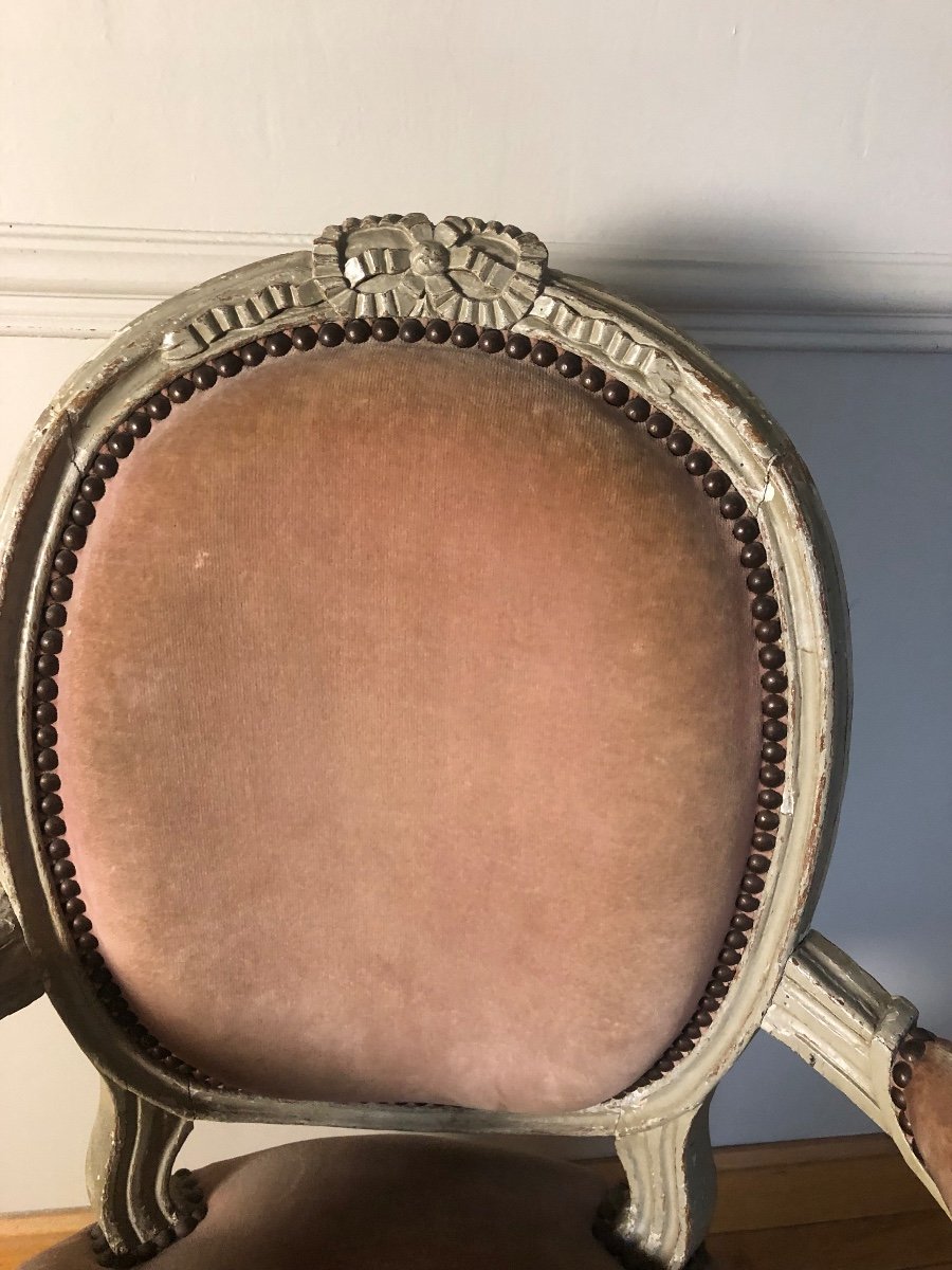 Fauteuil à Médaillon Et Noeud Louis XVI-photo-3