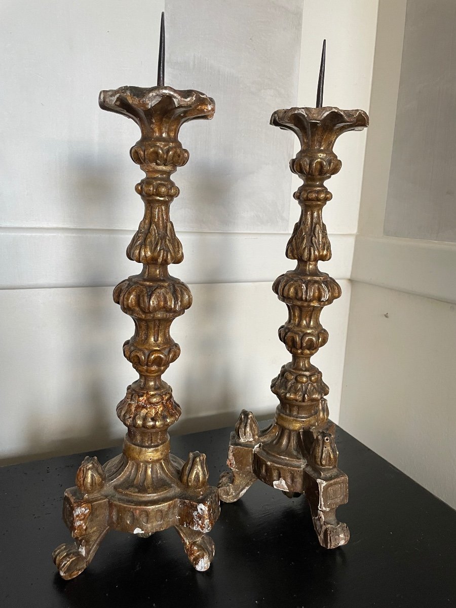 Pair Of Candle Holders Italy 19th Century -photo-2