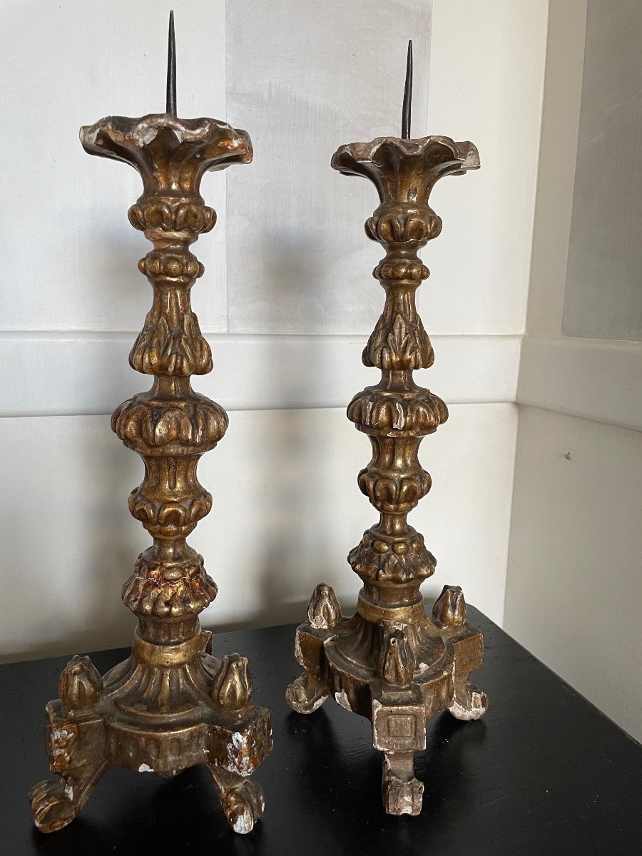 Pair Of Candle Holders Italy 19th Century 