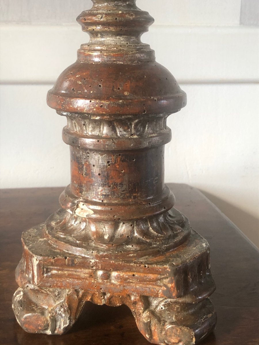 18th Century Wooden Candlestick-photo-3