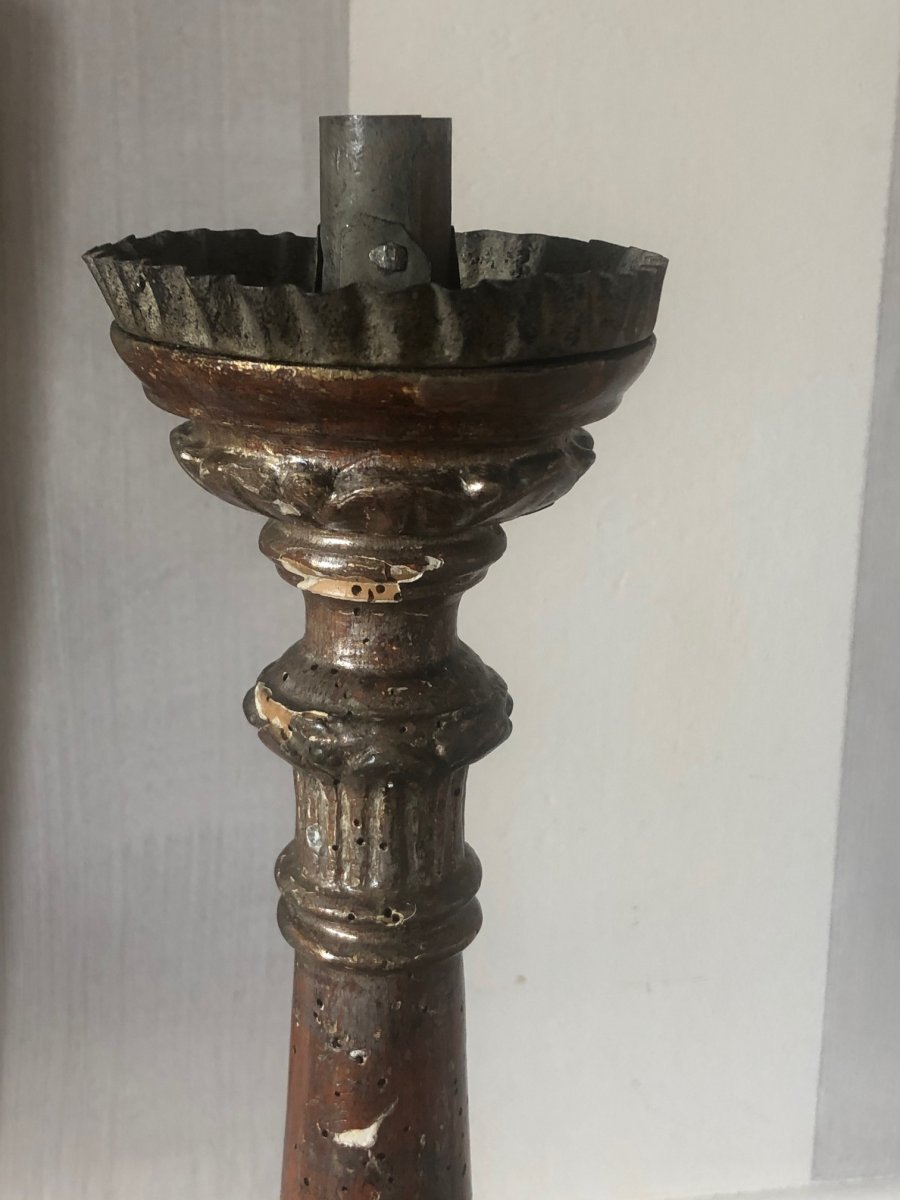 18th Century Wooden Candlestick-photo-3