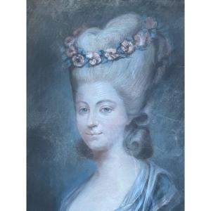 Large Pastel Of A Woman In The 18th Century 