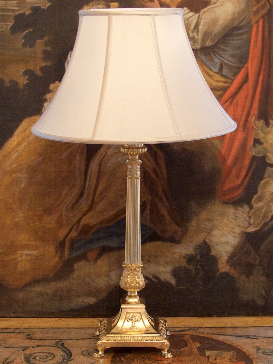 Grande Lampe Pique-cierge En Bronze Doré-photo-2