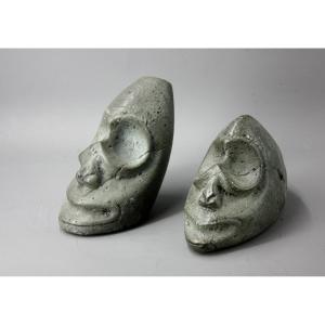Deux Pierre Sculptées Culture Taino