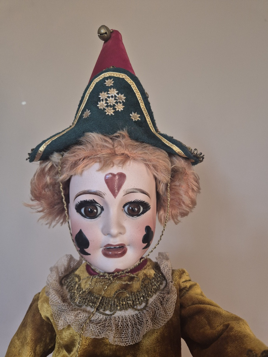 Antique Doll Clown, All Original, Signed Lanternier And Tasson, Made In Limoges-photo-2