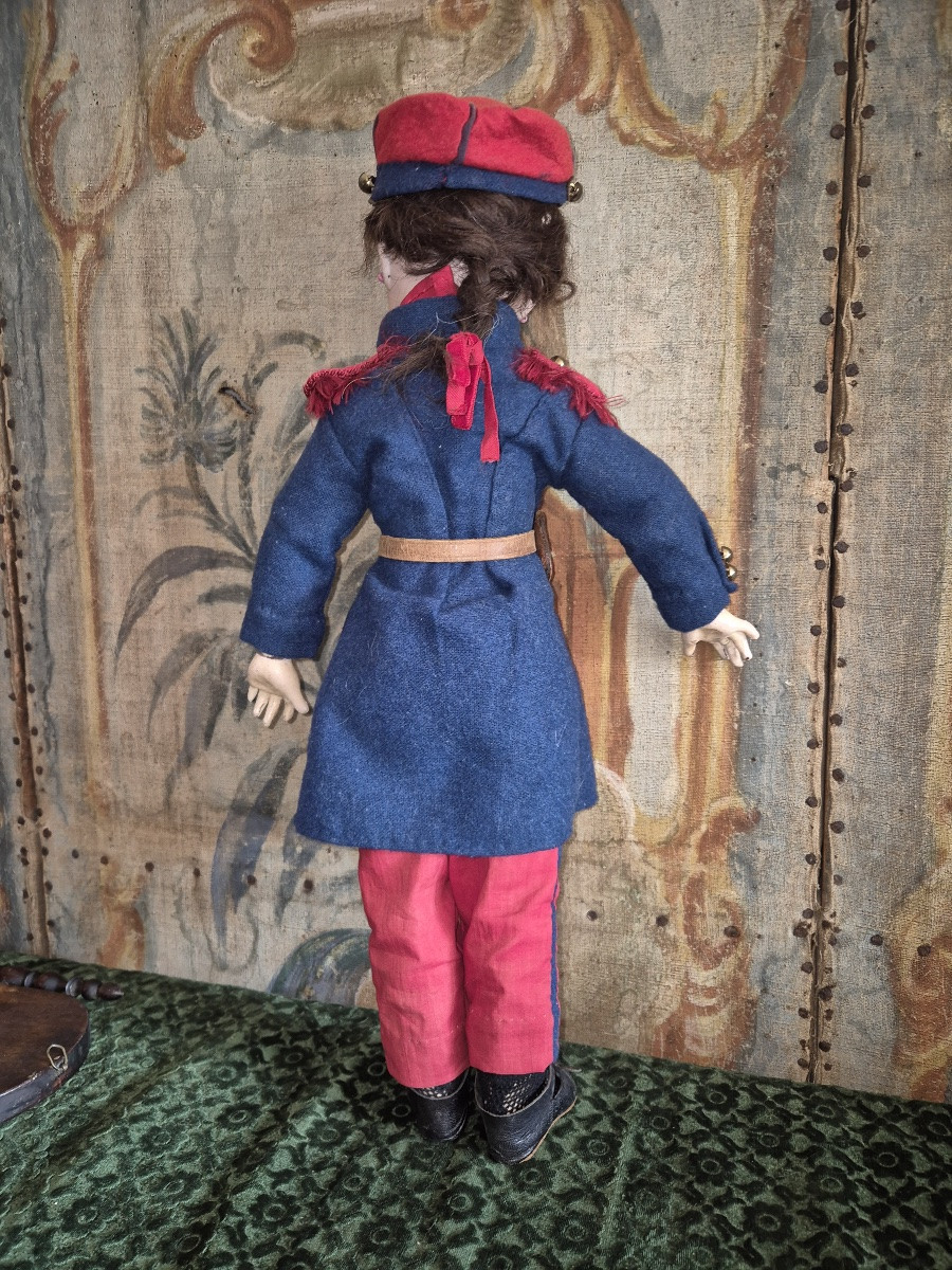 Poupée SFBJ, moule 230, taille 8, en costume militaire d'origine-photo-3
