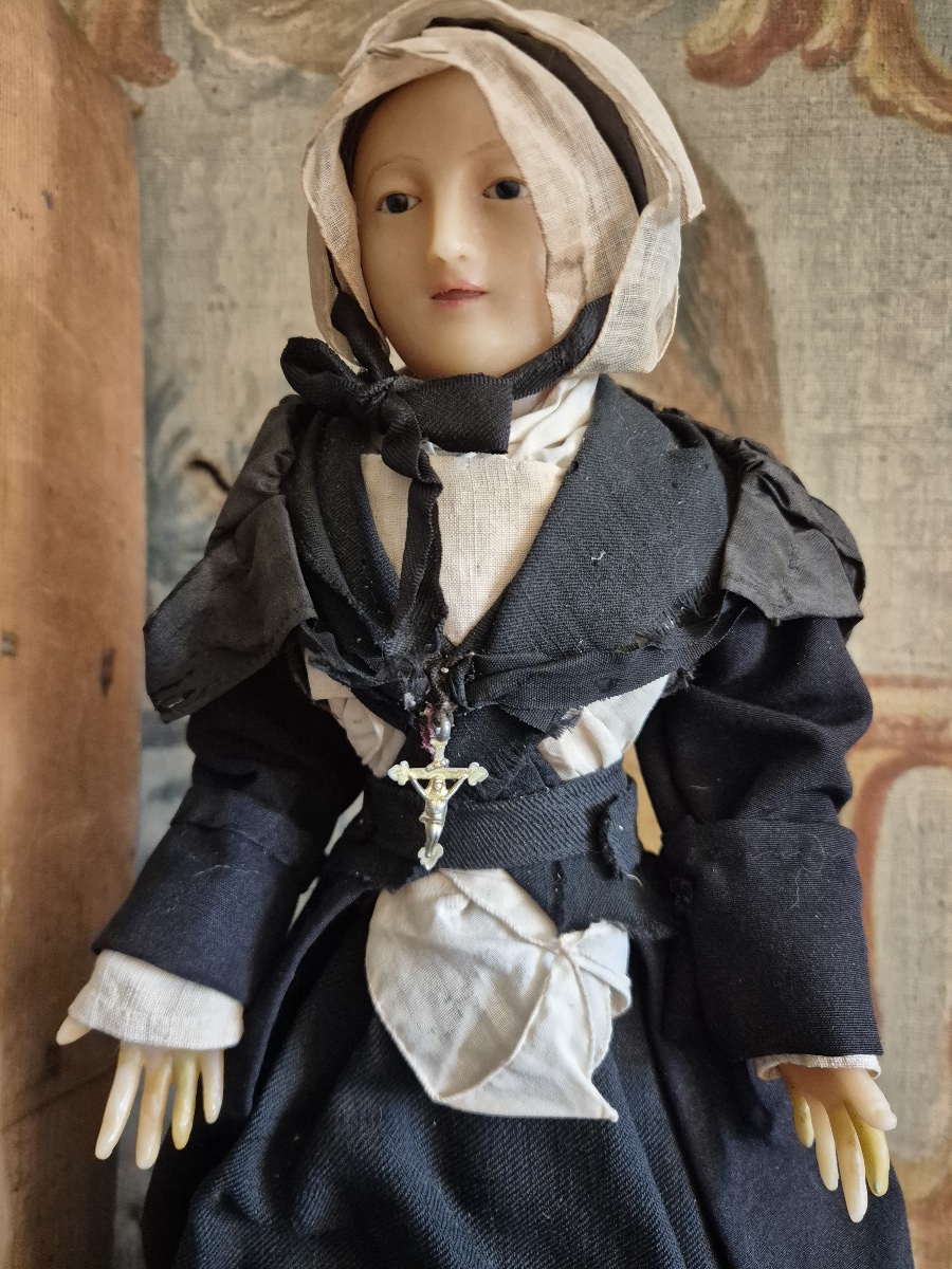 Wax Doll Dressed In Religious Attire, In Good Condition, Still In Its Original Box