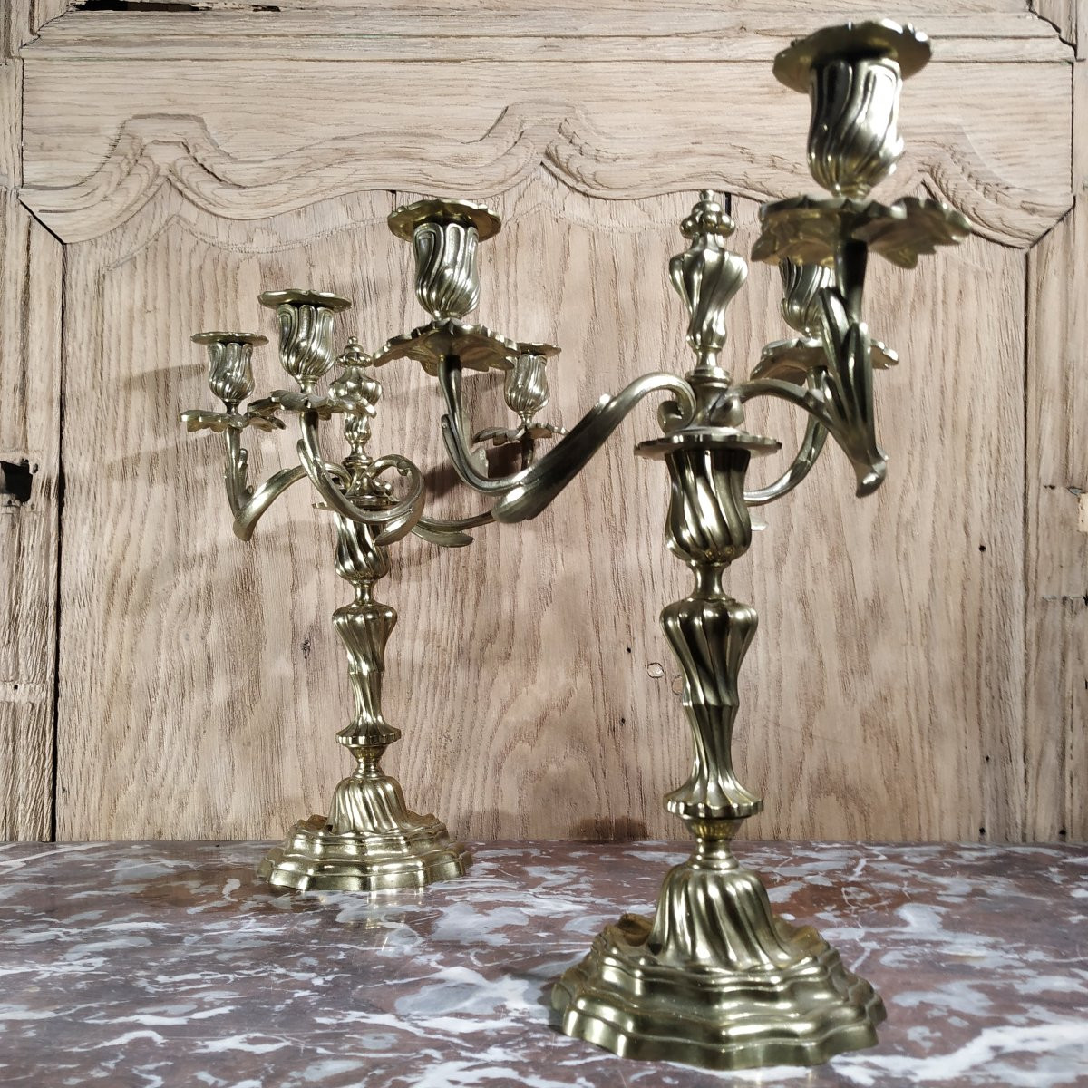 Pair Of Candelabra, Called "the King's" Model, 19th Century-photo-2