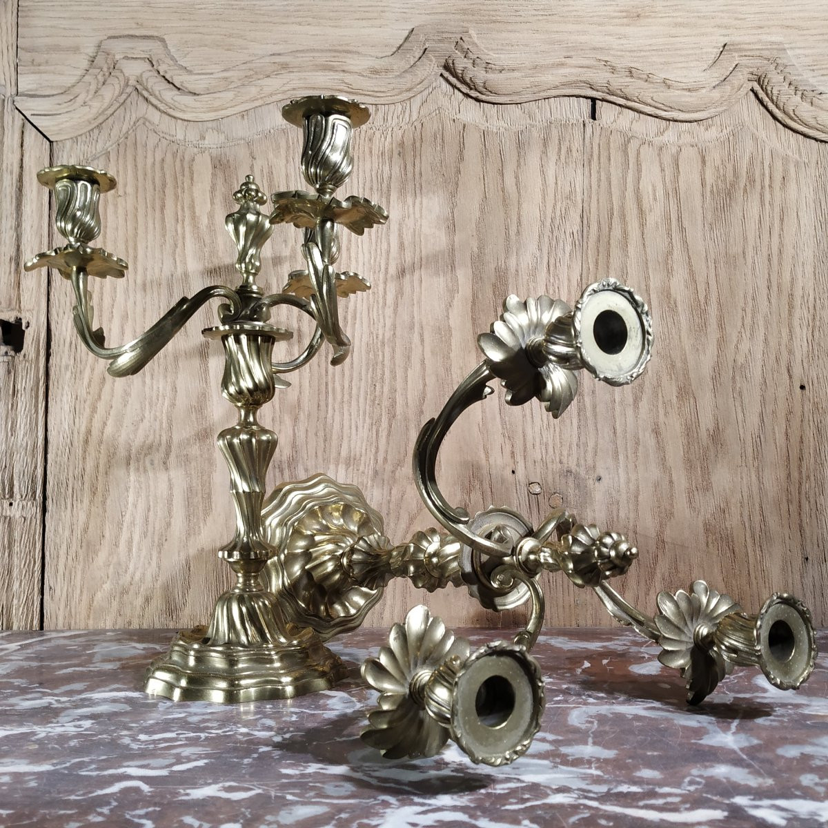 Pair Of Candelabra, Called "the King's" Model, 19th Century-photo-3