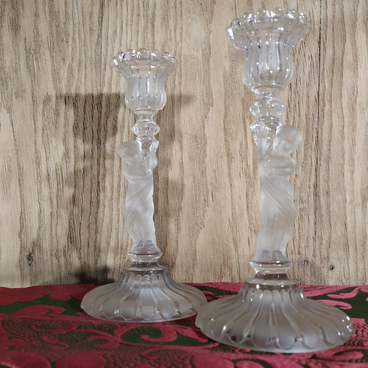 Pair Of Baccarat Candlesticks, Mid-20th Century-photo-2