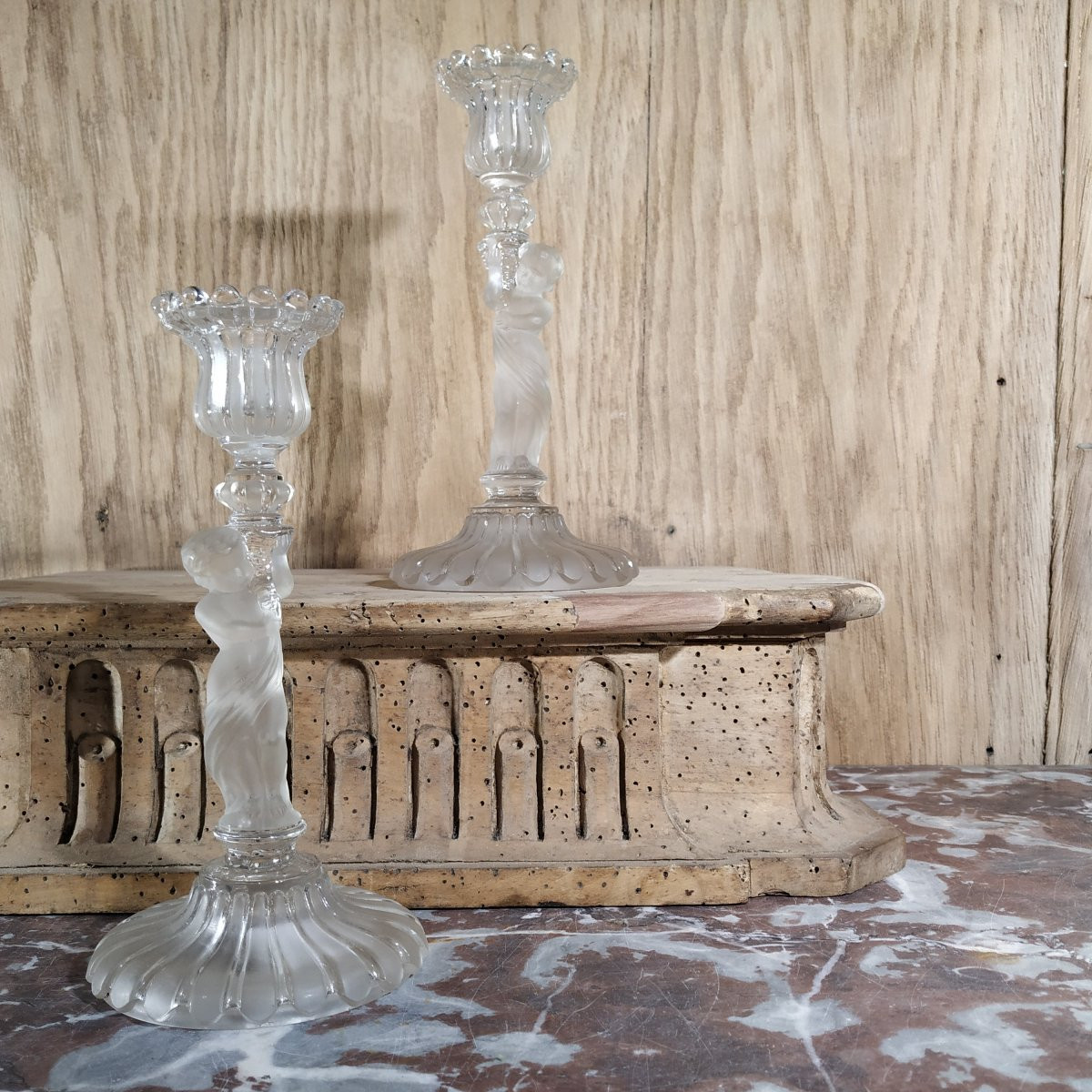 Pair Of Baccarat Candlesticks, Mid-20th Century-photo-4