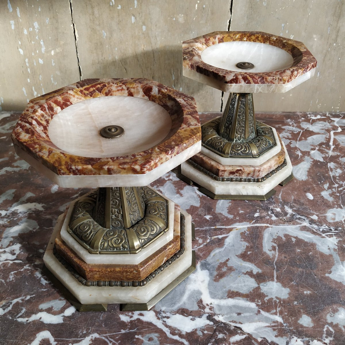 GARNITURE DE CHEMINEE D'EPOQUE ART DECO EGYPTOMANIA-photo-4