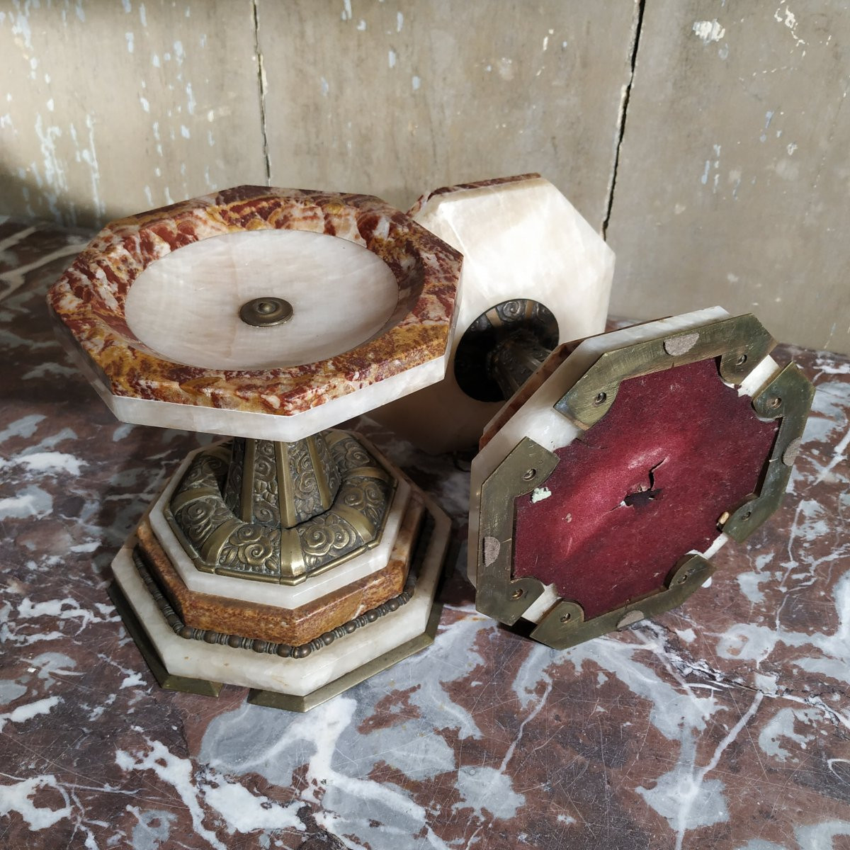 GARNITURE DE CHEMINEE D'EPOQUE ART DECO EGYPTOMANIA-photo-2