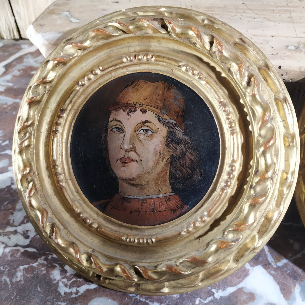 PAIRE DE PORTRAITS D'ITALIE D'EPOQUE XIXe-photo-2