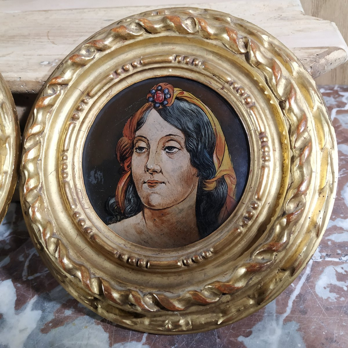 PAIRE DE PORTRAITS D'ITALIE D'EPOQUE XIXe-photo-3