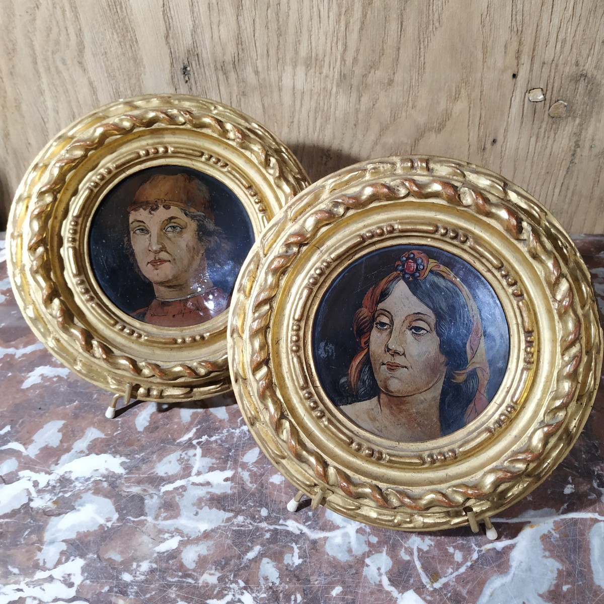PAIRE DE PORTRAITS D'ITALIE D'EPOQUE XIXe-photo-1