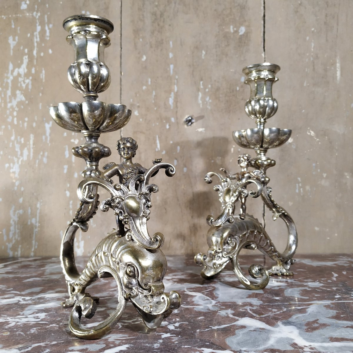 Pair Of 19th Century English Candlesticks-photo-3
