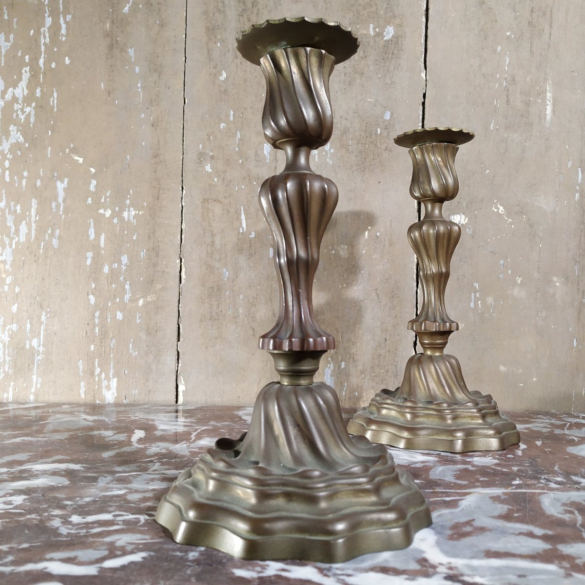 Pair Of Louis XV Style "king's" Candlesticks-photo-2