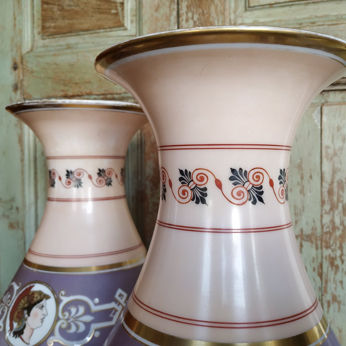 PAIRE DE VASES EN OPALINE D'EPOQUE MILIEU XIXe-photo-1