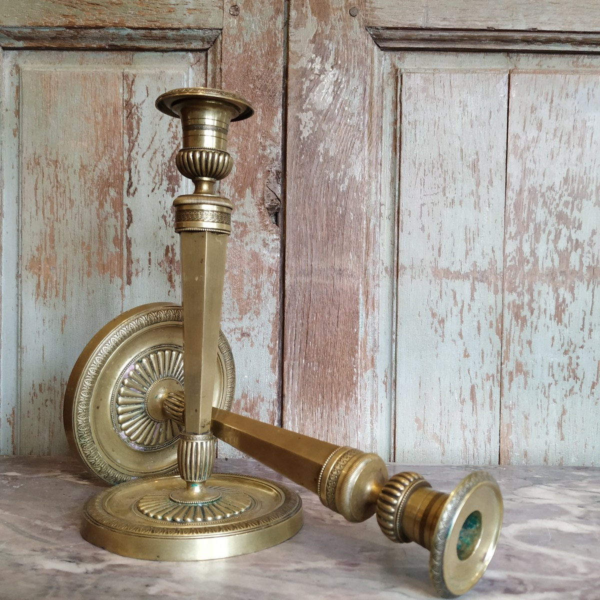 Pair Of Empire Period Candlesticks Probably For General Reynier  