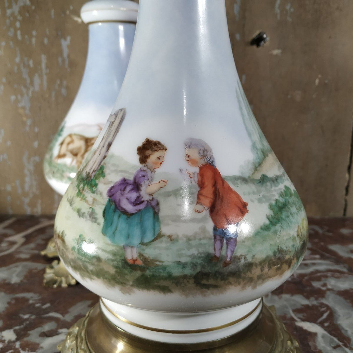 PAIRE DE LAMPES À PETROLE CIRCA 1850 -photo-2