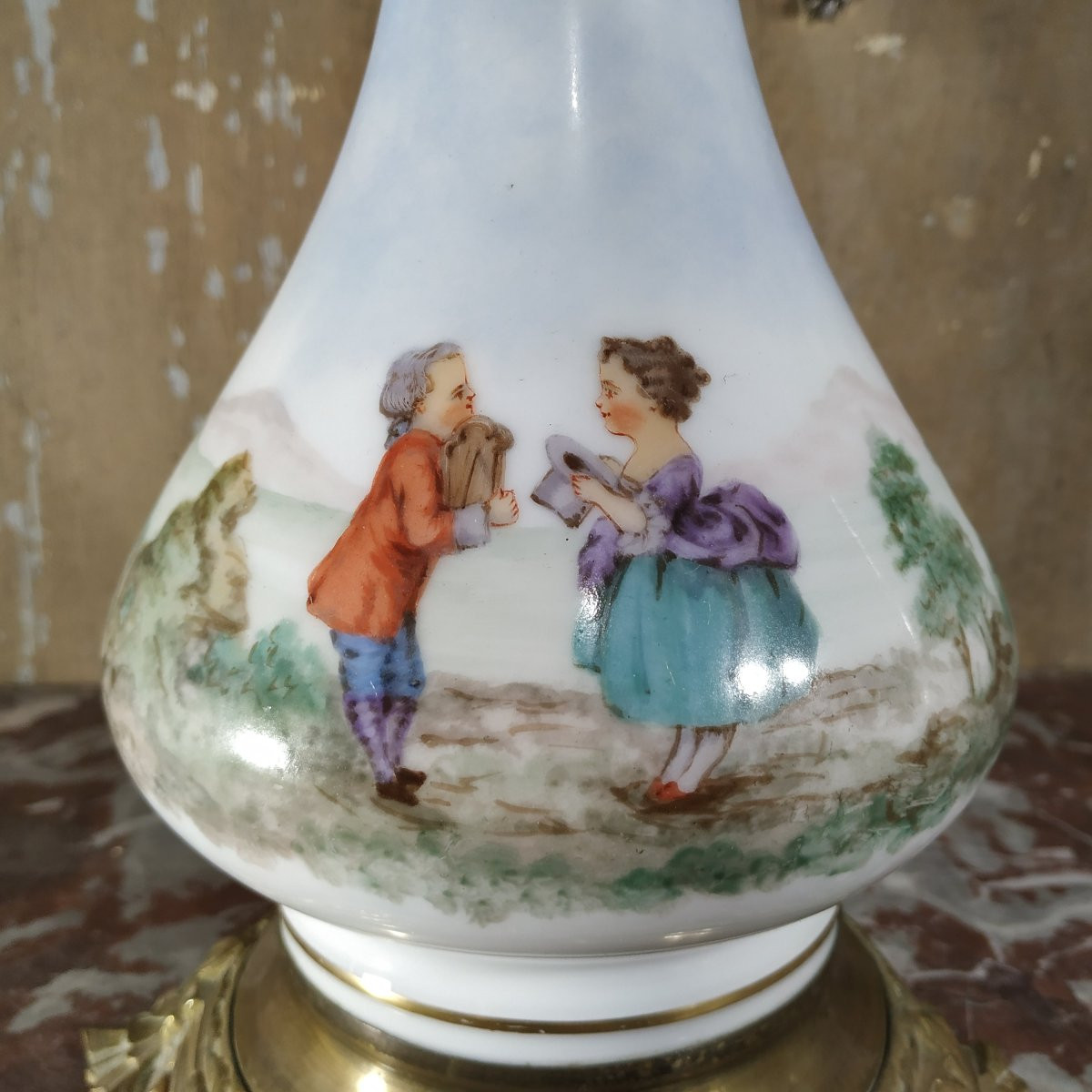 PAIRE DE LAMPES À PETROLE CIRCA 1850 -photo-3