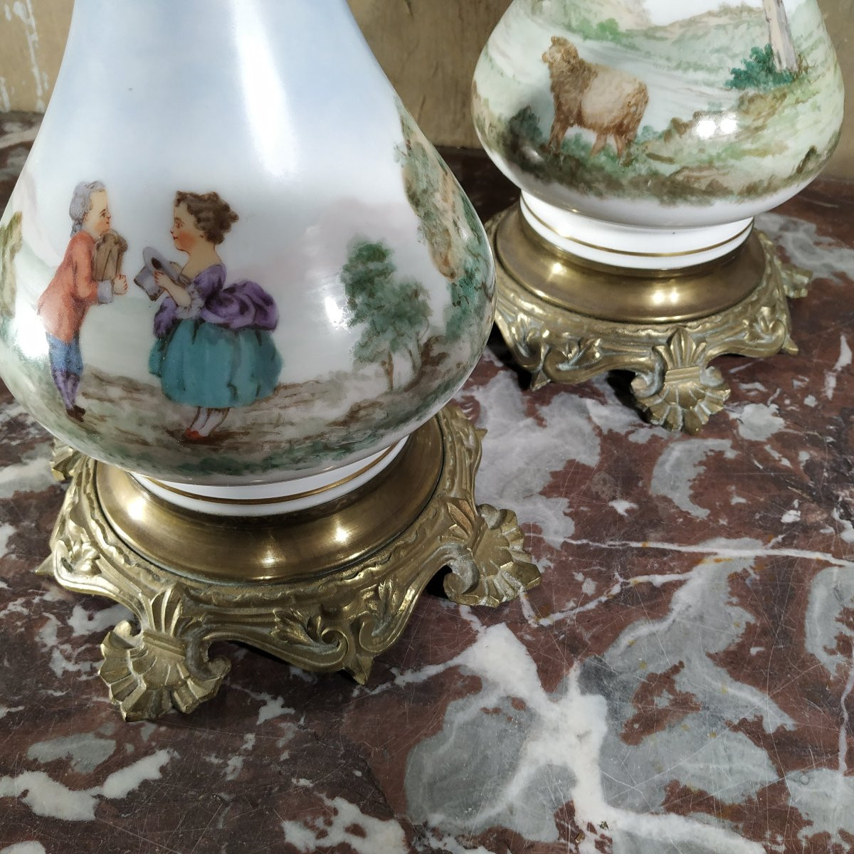 PAIRE DE LAMPES À PETROLE CIRCA 1850 -photo-4