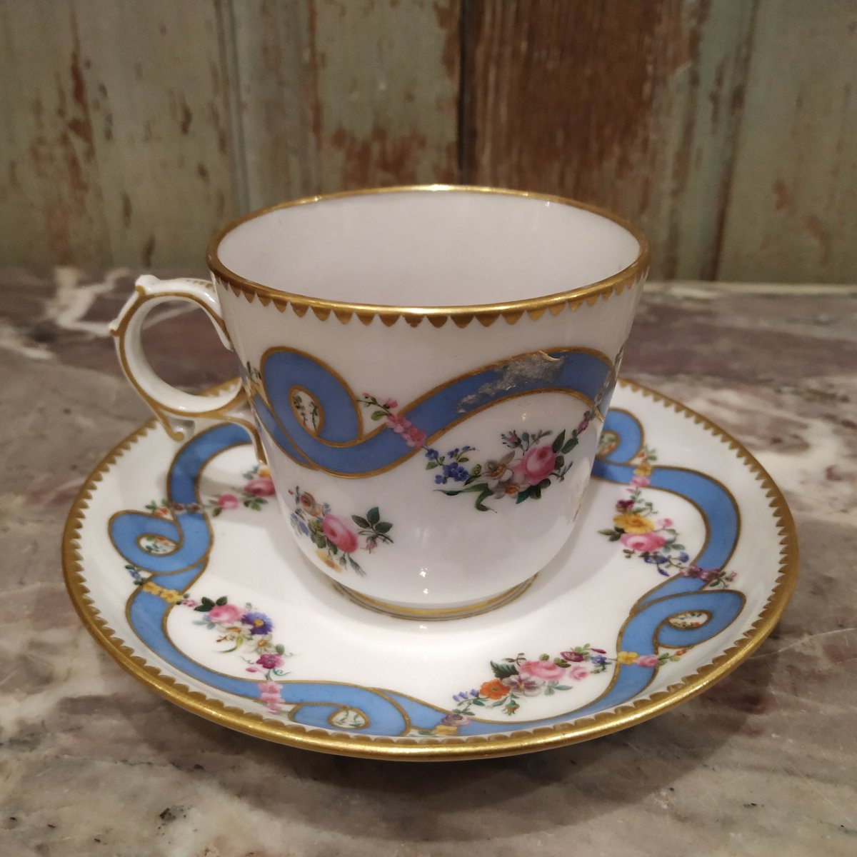 TASSE ET SA SOUCOUPE DE PARIS D'EPOQUE XIXe-photo-3