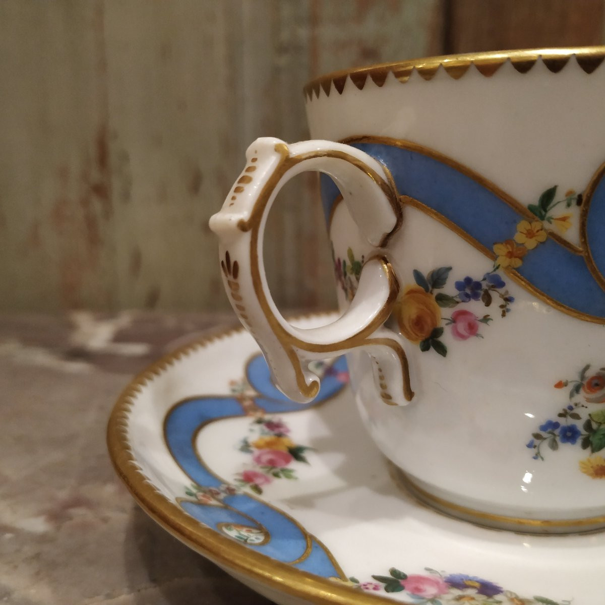 TASSE ET SA SOUCOUPE DE PARIS D'EPOQUE XIXe-photo-4